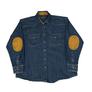 Inserch Mens Long Sleeve Button Down Denim Shirt Size 2XL Western Casual Wear